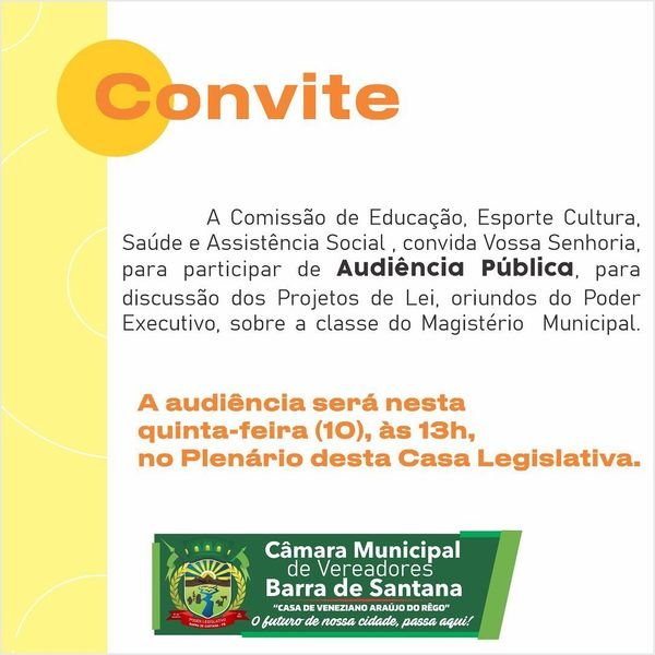 COMISSÃO CONVIDA PARA AUDIÊNCIA PÚBLICA SOBRE MAGISTÉRIO MUNICIPAL