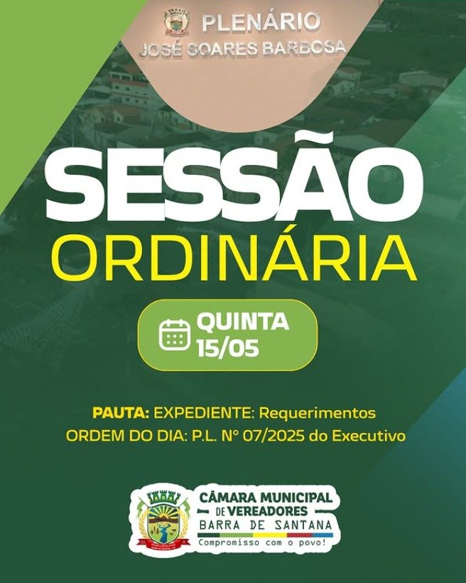 Sessão Ordinária nesta quinta-feira (15/05)