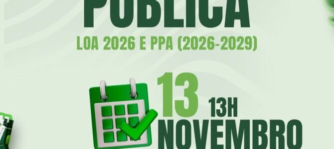 A Câmara Municipal de Barra de Santana convida todos os cidadãos para participarem da Audiência Pública da LOA 2026 e PPA (2026-2029).