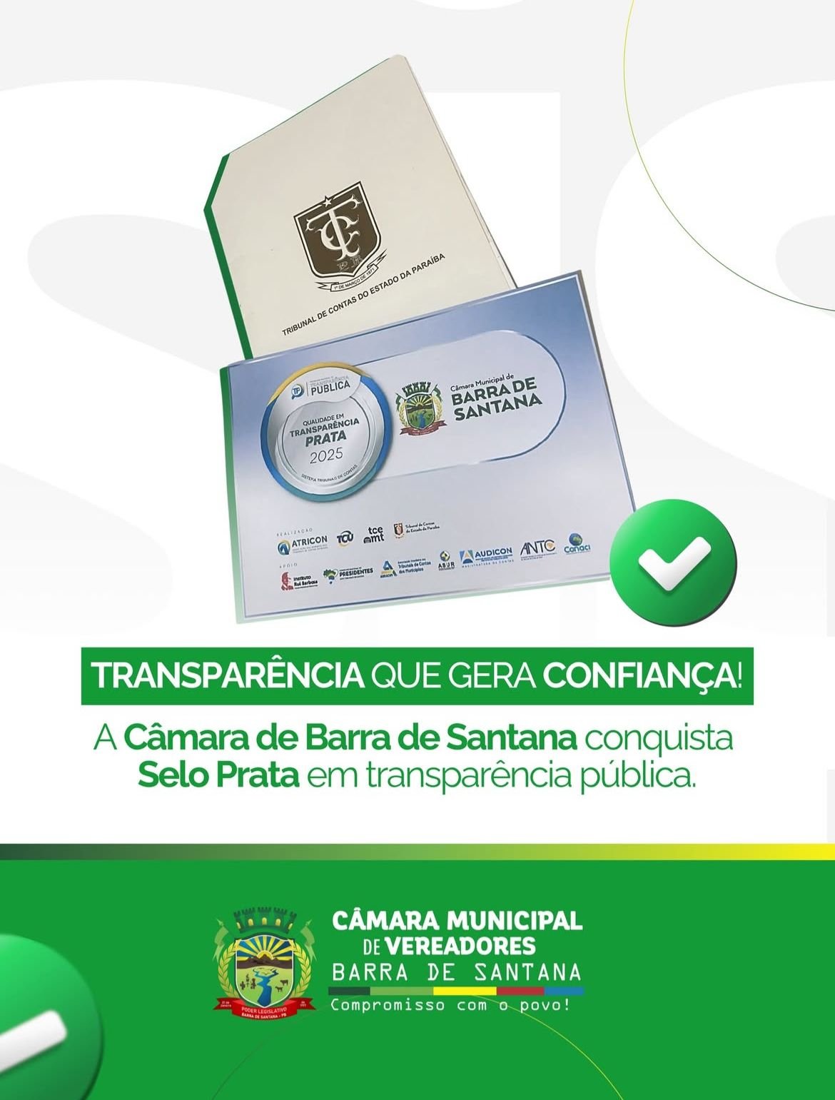 Câmara Municipal de Barra de Santana/PB conquista Selo Prata em Transparência Pública. Câmara Municipal de Barra de Santana/PB conquista Selo Prata em Transparência Pública.